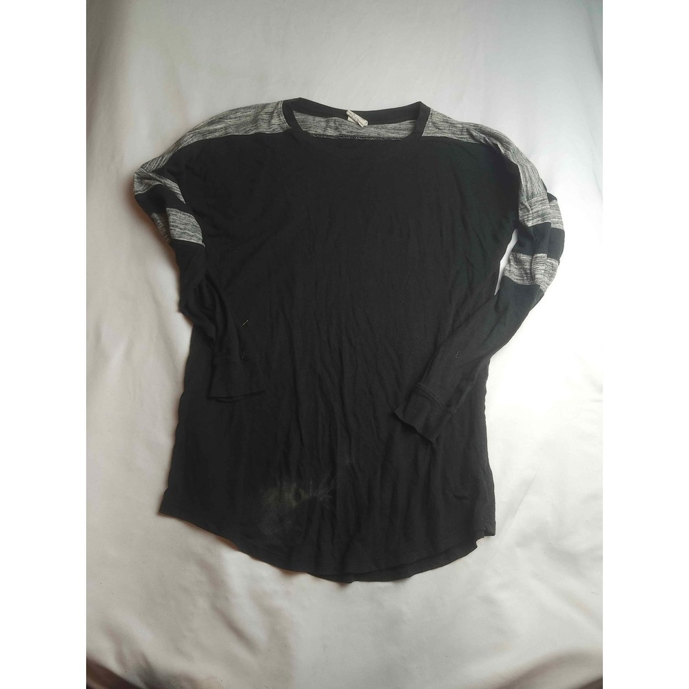 Pink Victoria's Secret Long‎ Sleeve Varsity Stripe Tee Black Grey XS
